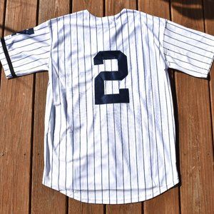 New! Derek Jeter New York Yankees White Pinstripe Baseball Jersey Adult Medium
